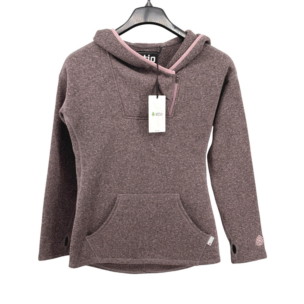 NEW Stio Sweetwater Fleece Hoodie Womens Small Pullover Berry Smoke Heather Zip